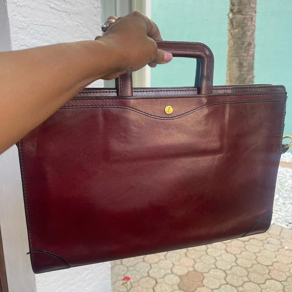 GOLD PFEIL Burgundy Leather Briefcase-Preowned